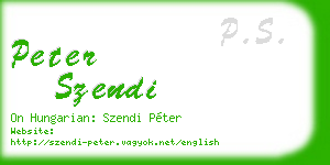 peter szendi business card
